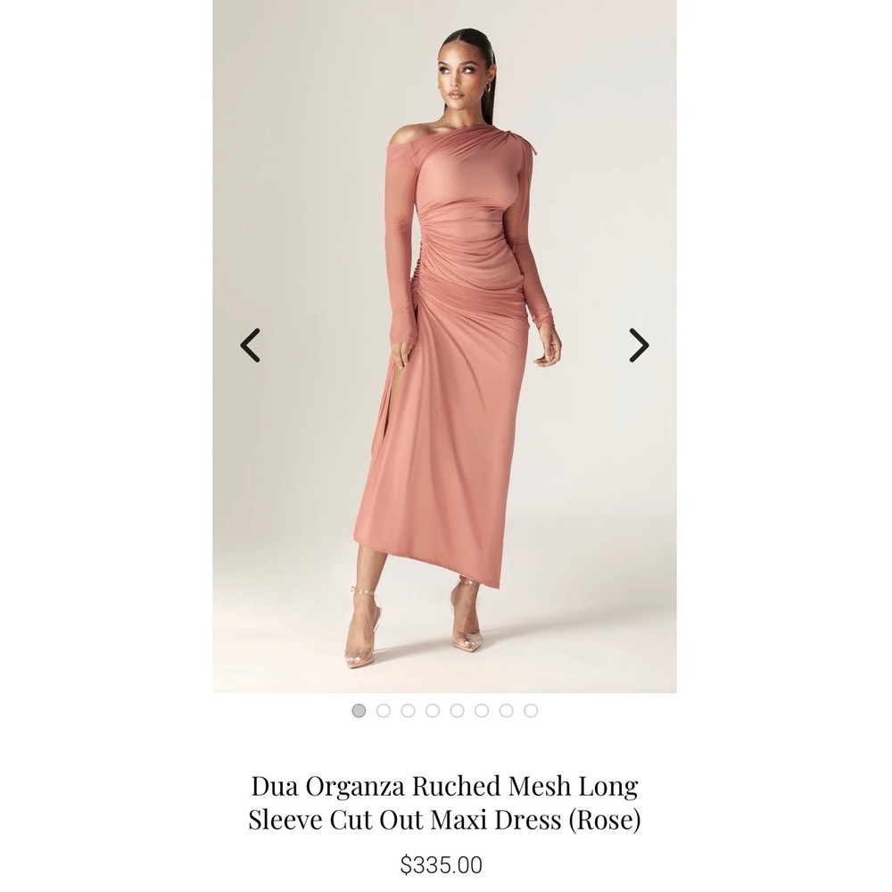 Alieva Dua Organza Pink Sheer Mesh One Shoulder Asymmetric Maxi Dress L Aliava